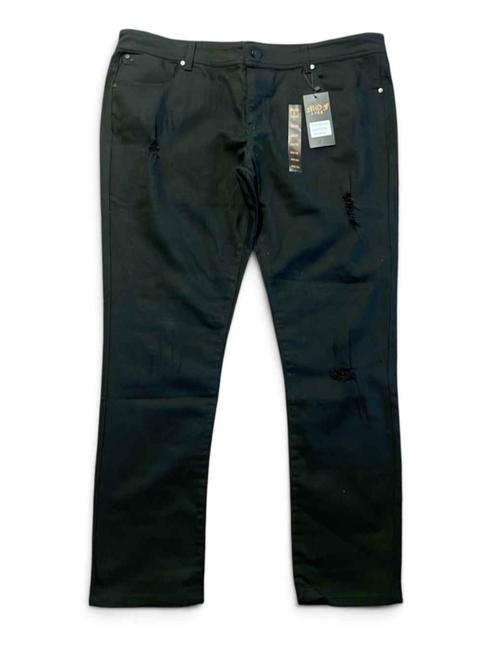 Men's Black Skinny Fit Jeans - Distressed Style Sz 42
